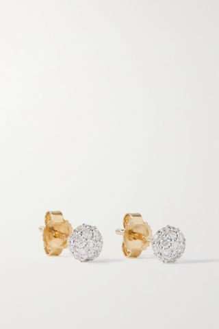 Dainty Mirror Ball 10-Karat Gold Diamond Earrings