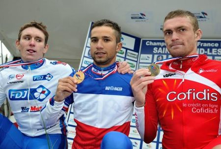 The podium finishers at the 2012 French road race championships