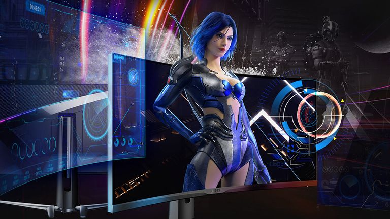 The best gaming monitors hero image showing the MSI MAG Artymis panel