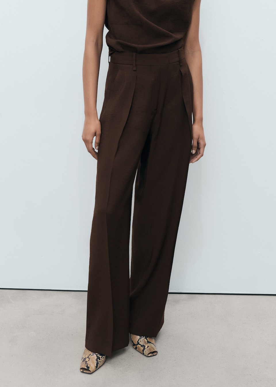 Mango, Wideleg Pleated Trousers