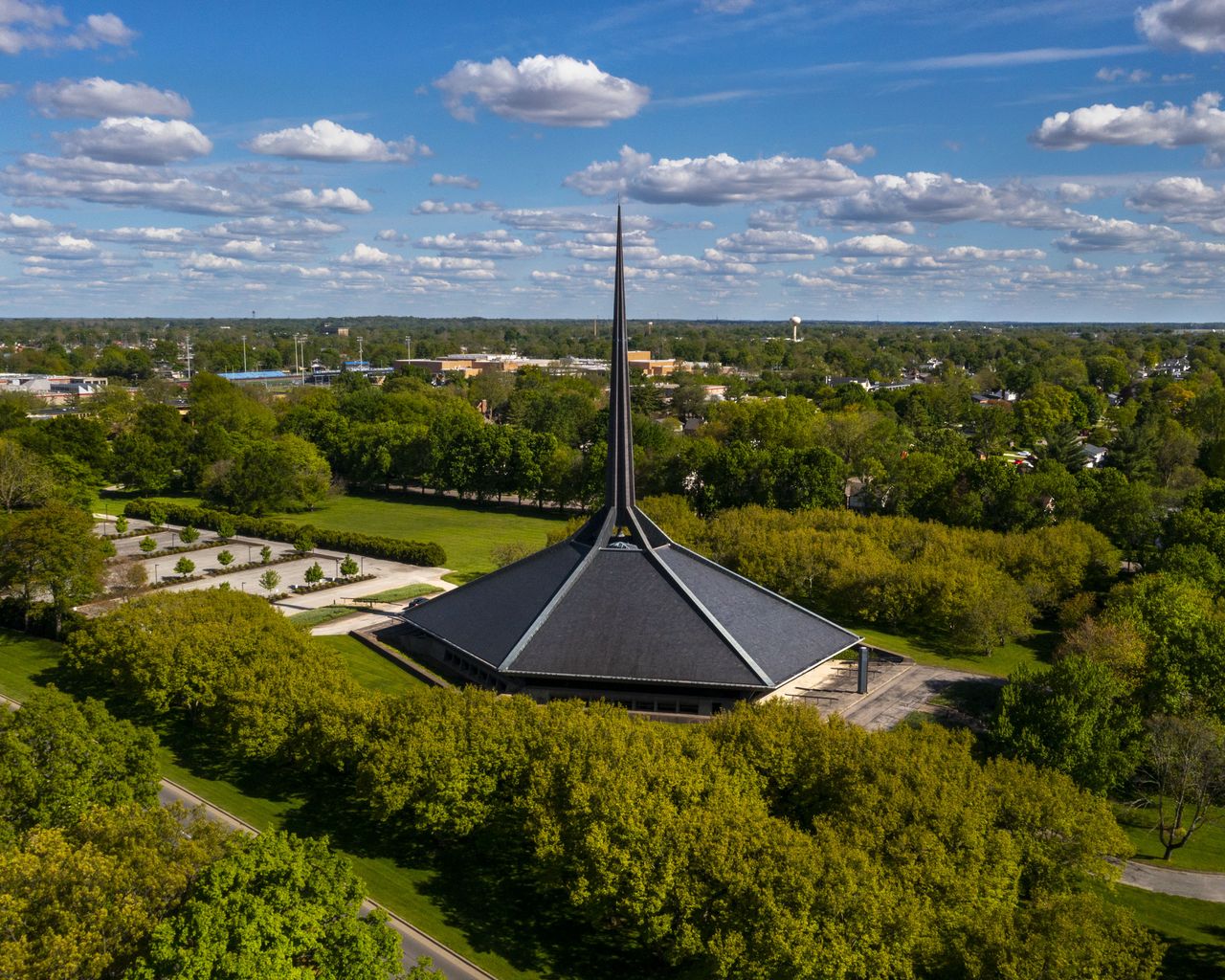 hero aerial exterior of North christian church in Columbus