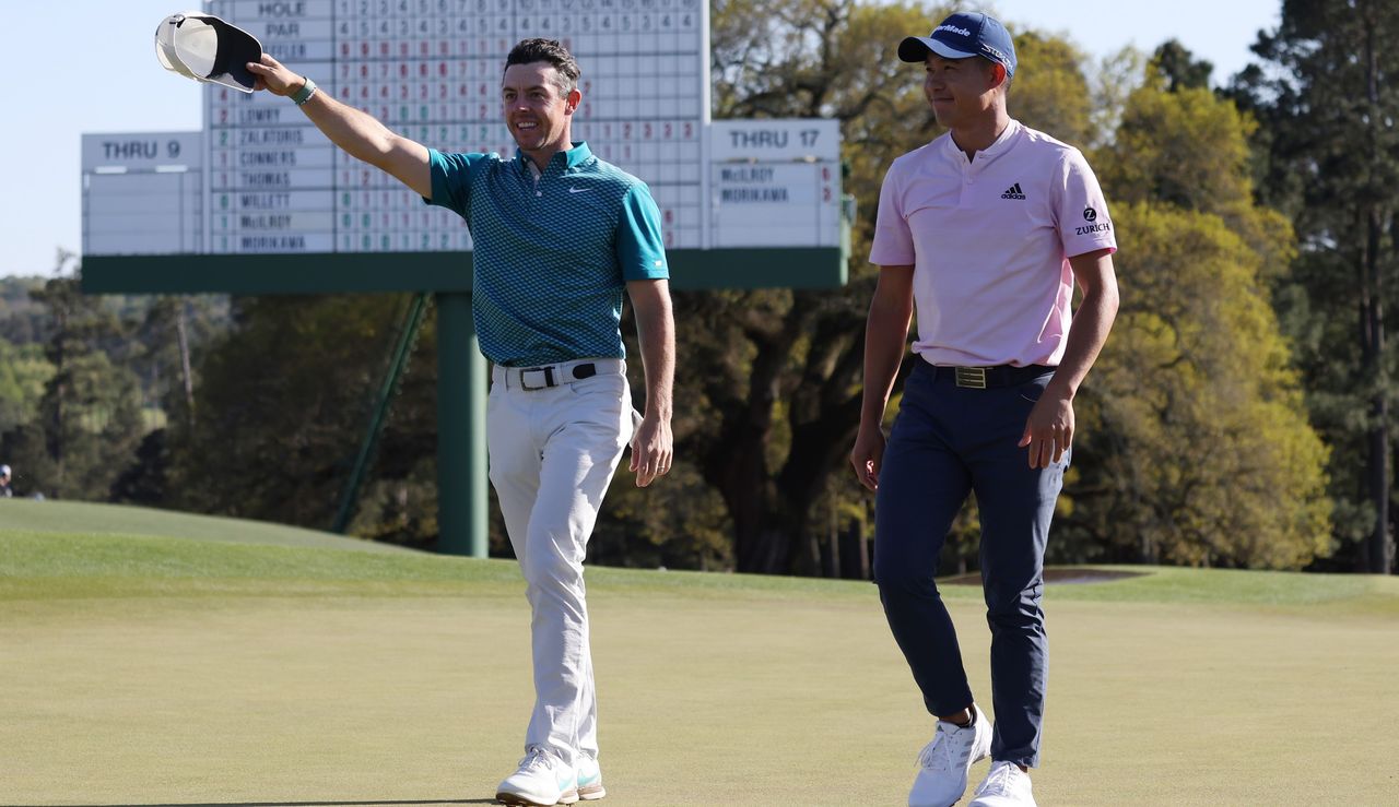 McIlroy and Morikawa walk off 18