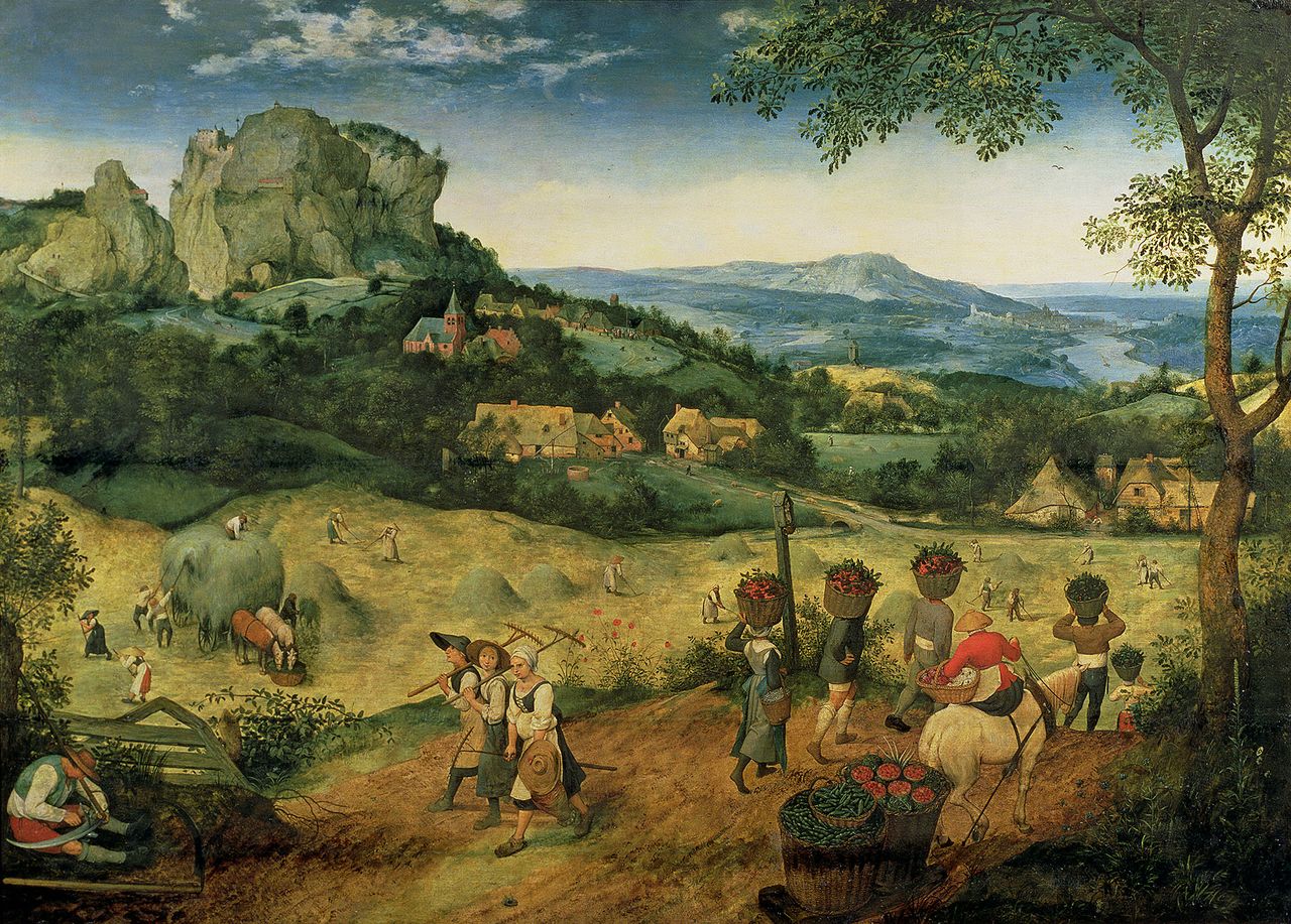 Haymaking, 1565, 3½ft by 5ft, by Pieter Bruegel the Elder (1525/30–69), Roudnice Lobkowicz Collection, Nelahozeves, Czech Republic.