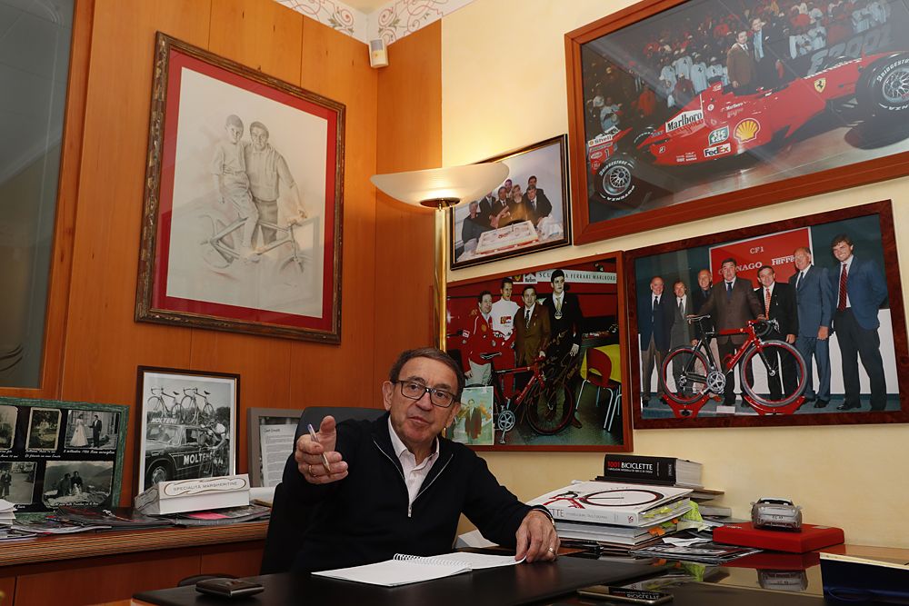 Ernesto Colnago's office is decorated with mementos from his decades in the sport