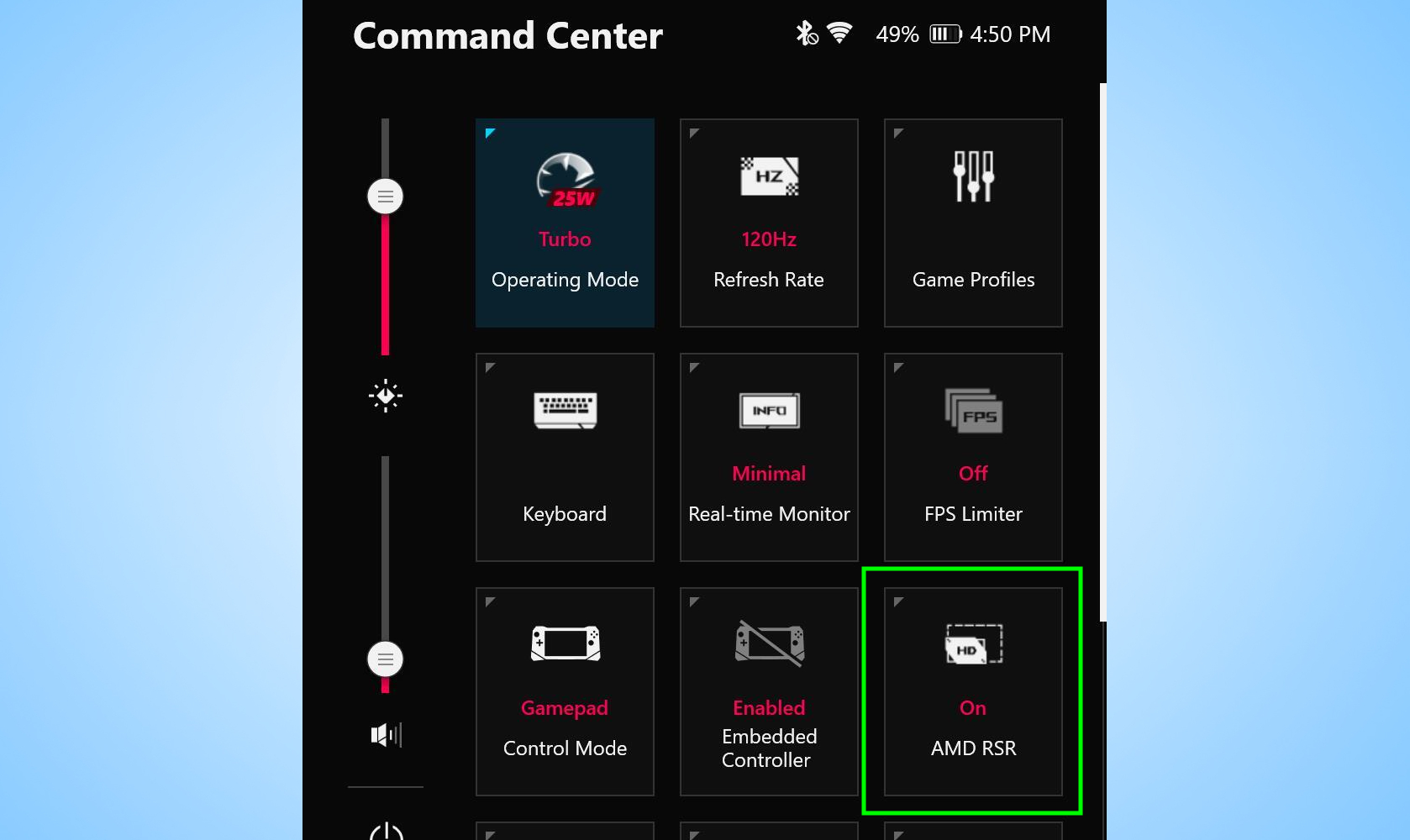 Centre de commande Asus ROG Ally