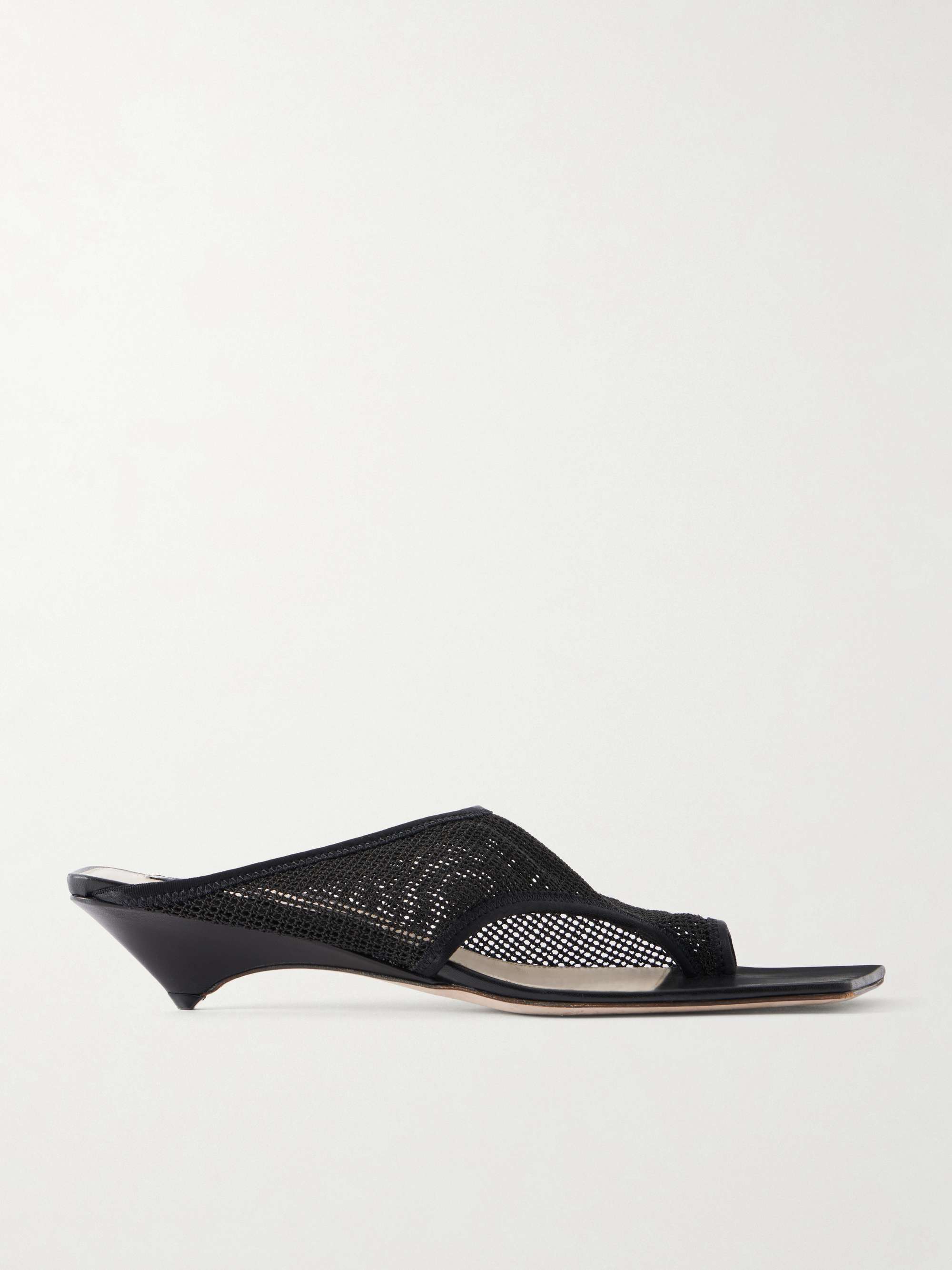 Leather-Trimmed 35 Mesh Sandals