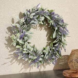 Wicker Park Faux Lavender and Lamb's Ear Wreath