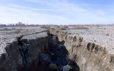 Drought and excessive water pumping in Malard, west of Tehran, Iran, caused a fissure to open up, shown here Jan. 8, 2019. Now, the area around the capital Tehran is sinking.