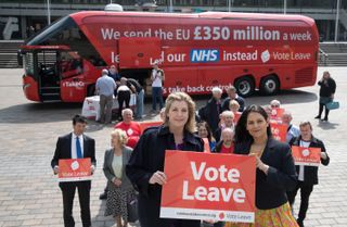 Penny Mordaunt campaigning for Vote Leave with Priti Patel