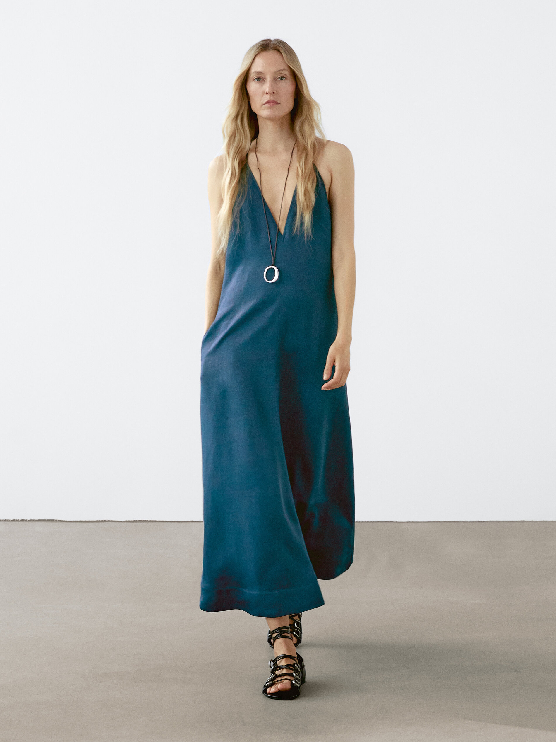 Long Flowing V-Neck Dress