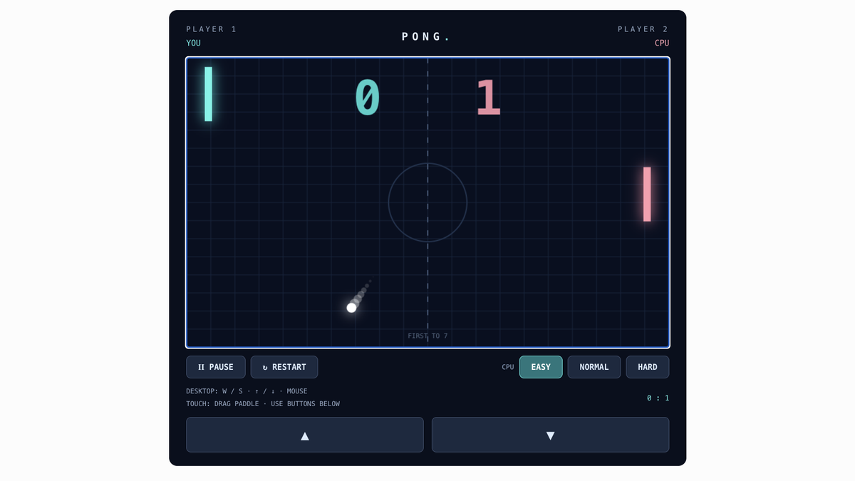 A screenshot of a pong-style game in the chatgpt interface