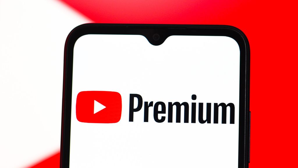 In this photo illustration, the YouTube Premium logo is seen displayed on a smartphone screen.