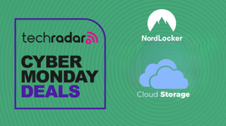 NordLocker and cloud storage icons against green background cyber monday deal