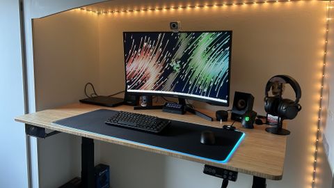 FlexiSpot E7 Pro desk with a full PC setup on top