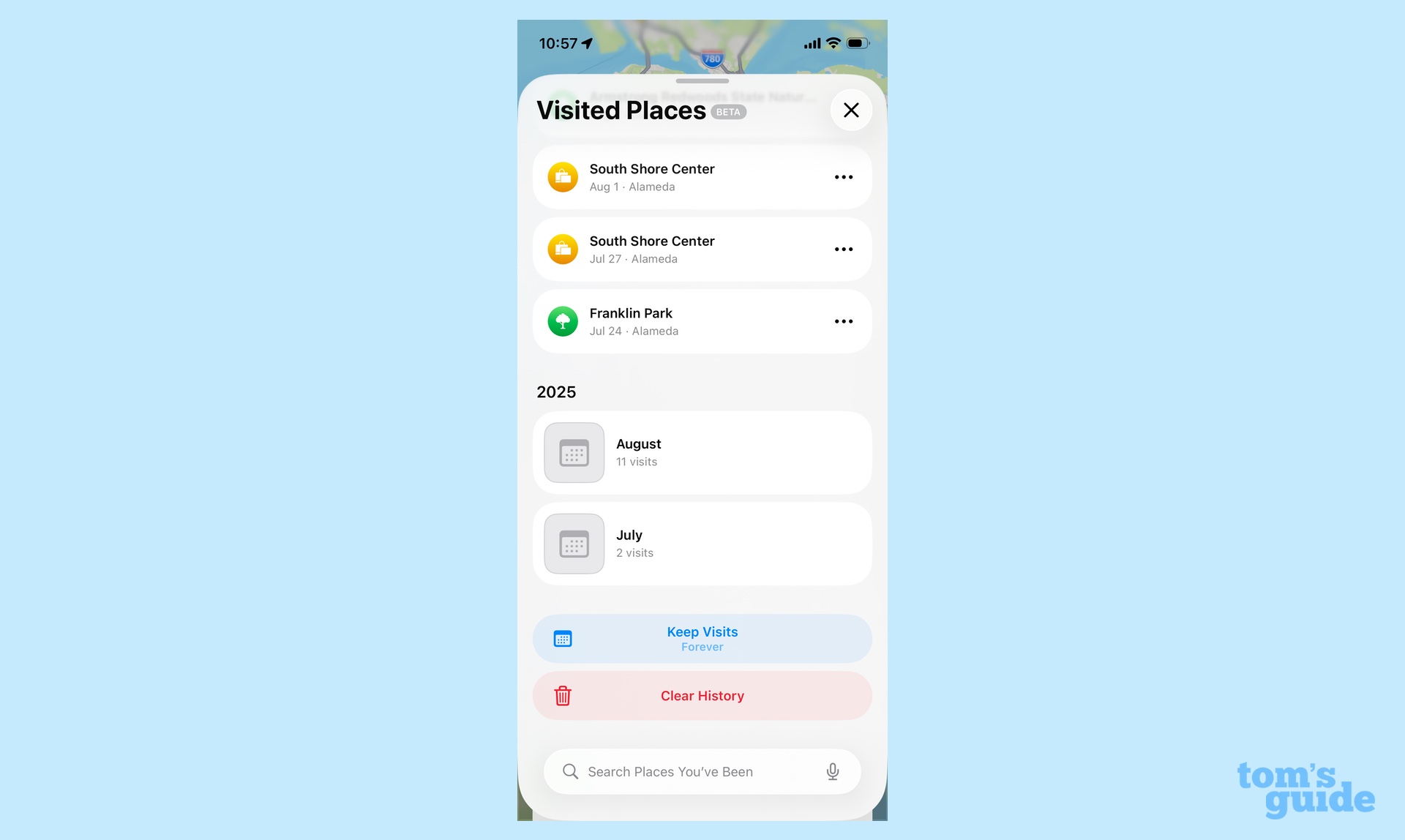 delete places from your phone