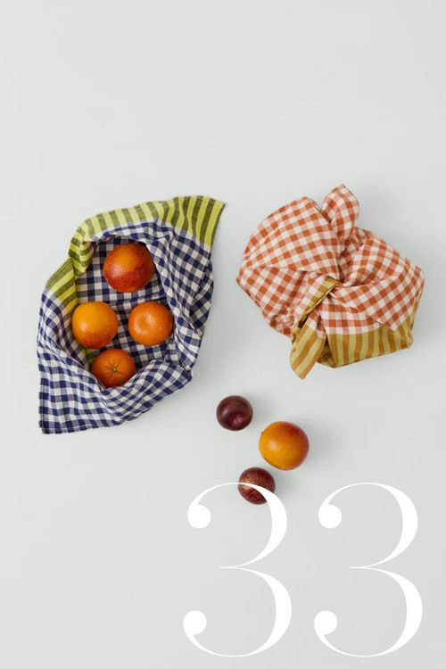 Hand-Woven Siesta Check Bread Bag in Cobalt/Citrus