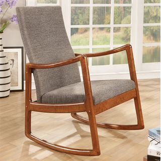 Homestead Living at Wayfair Rocking Chair solid wood and cheery veneer frame is finished with a comfy cushion in a neutral mink fabric in room