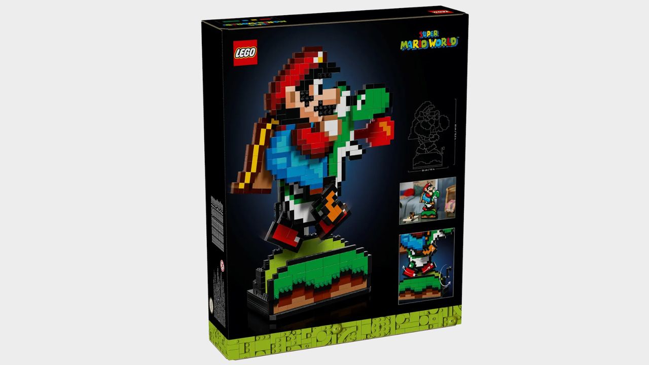 Lego Super Mario World set box rear against a plain background