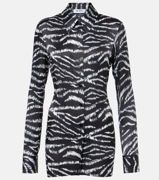 Zebra-Print Satin Shirt