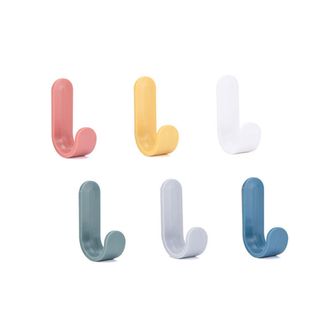 Six colorful adhesive hooks