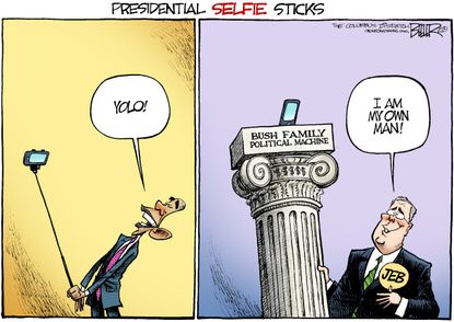 Political cartoon U.S. Obama Jeb Bush