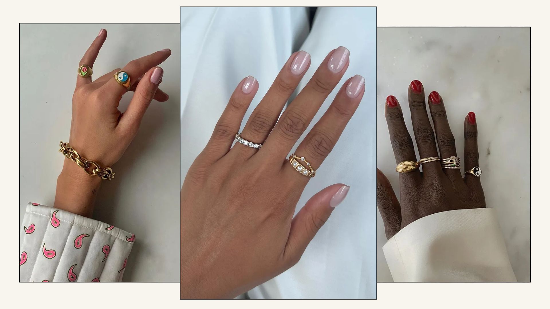 A collage of spring manicures