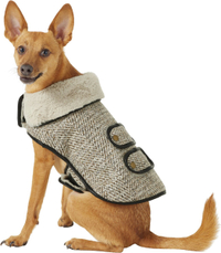  Frisco Manhattan Tweed Dog &amp; Cat Coat, $21.99
Keep pets warm this winter with this tweet coat, which also boasts a neutral hue that’ll match any and all of their accessories.