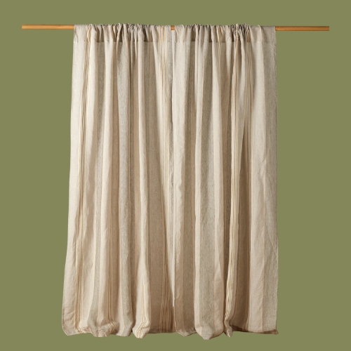 Secret Linen Store, Sophie Stripe 100% Linen Loop Top Curtain (Single)