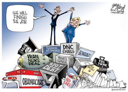 Political cartoon U.S. Obama Hillary Clinton