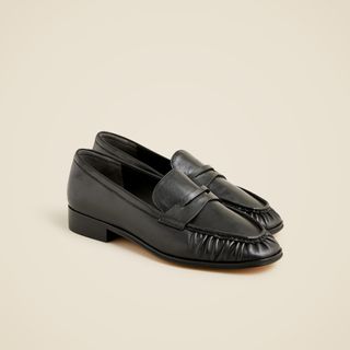 J.Crew, Maison Ruched Loafers in Snake-Embossed Italian Leather