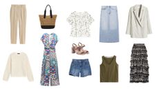 A mixture of clothes for a summer capsule wardrobe