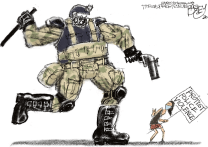 Editorial Cartoon U.S. police brutality Portland