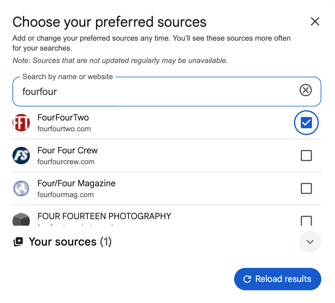 Choosing your preferred sources