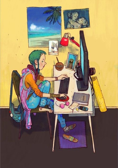 A cosy working space for this free-spirited character