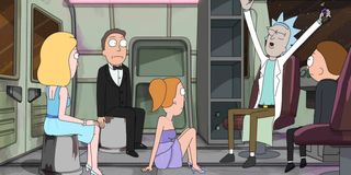 Rick and his whole family in "The Wedding Squanchers"