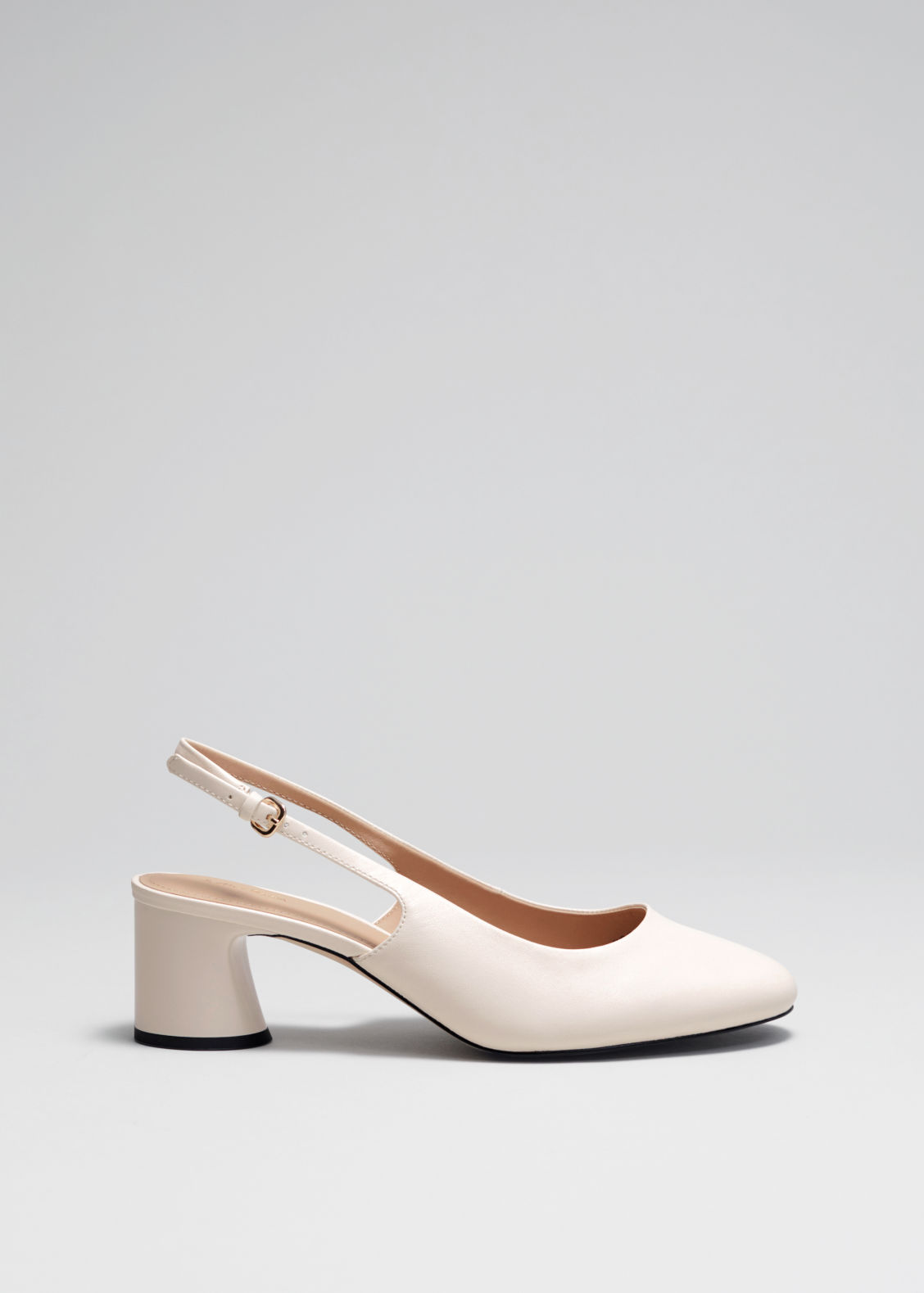 Block-Heel Leather Slingback Pumps