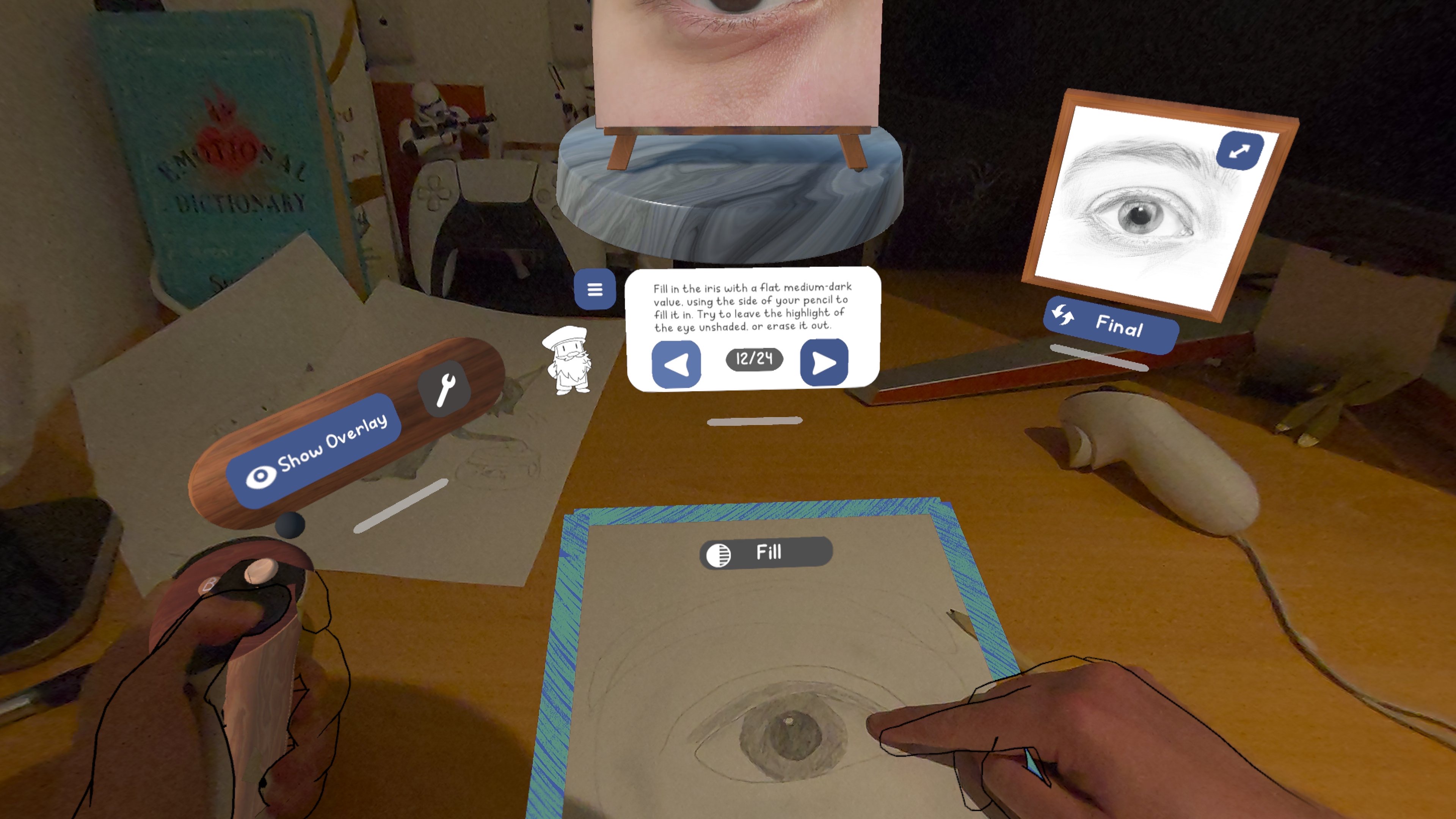 Meta Quest Paint Paint VR با رنگ آمیزی شخص و نقاشی چشم روی کاغذ