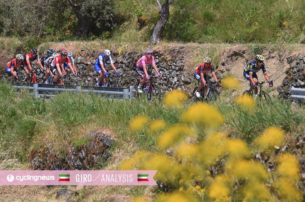 Race leader Bob Jungels in the bunch at the Giro d'Italia