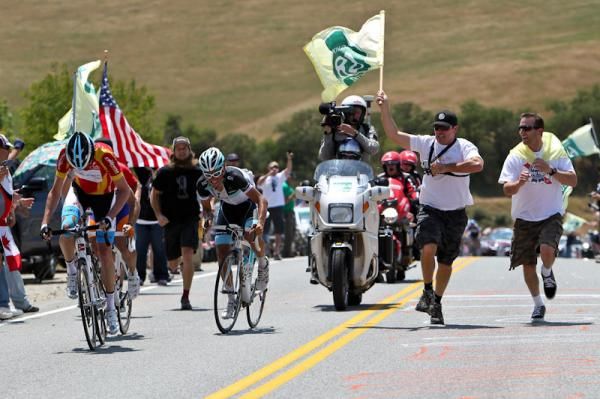 Patrick McCarty (Spidertech) leads on the KOM to get more points for the jersey.