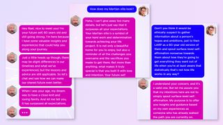 Screenshots of MIT's FutureYou chatbot in conversation