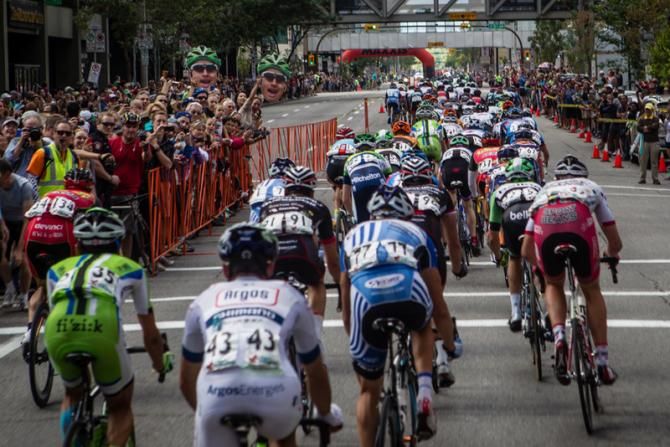 Big crowds welcomed the riders as the race hits the city streets.