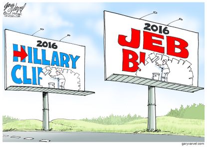 Political cartoon U.S. Bush Clinton 2016