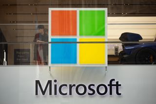 A Microsoft store with company logo pictured in New York, US, on Thursday, Oct. 12, 2023