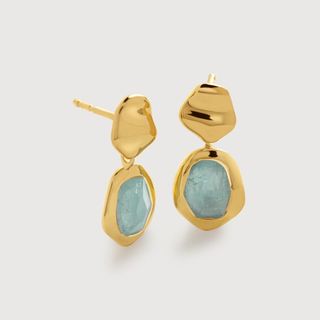 Gold Vermeil Odyssey Small Drop Earrings - Aquamarine