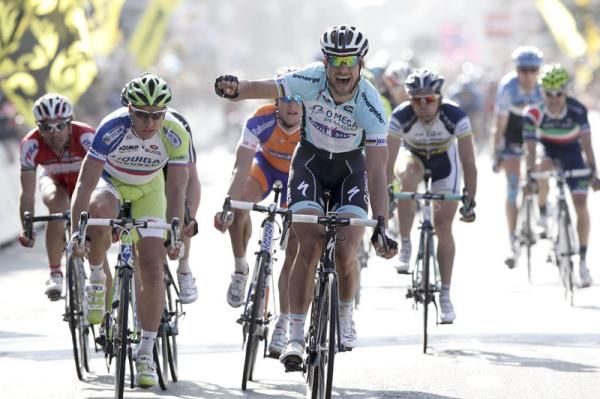 Tom Boonen (Omega Pharma-QuickStep) wins the 2012 Gent-Wevelgem