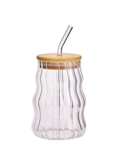 Glass Coffee Cup With Bamboo Lid