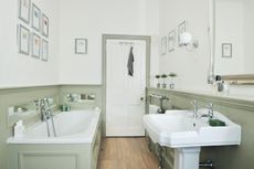 half panelled bathroom with traditional sanitaryware