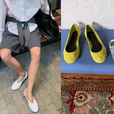 Collage of summery flat shoes