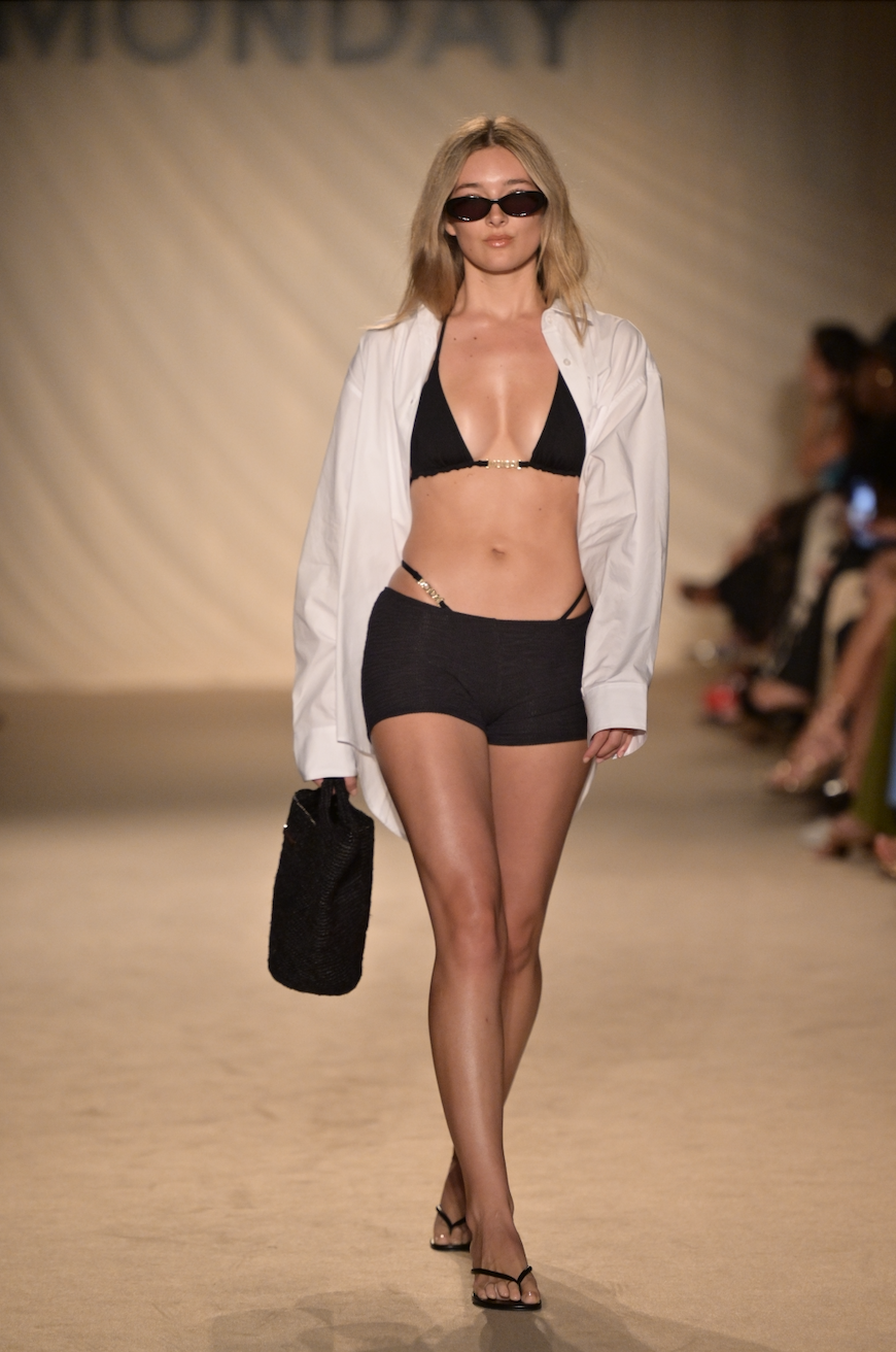 Monday Swimwear model on the runway during Paraiso Miami Swim Week.