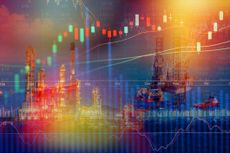 Energy crisis oil rig oil refinery industry background